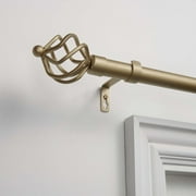 EXCLUSIVE HOME Torch 1" Curtain Rod and Coordinating Finial Set, Gold, Adjustable 36"-72"