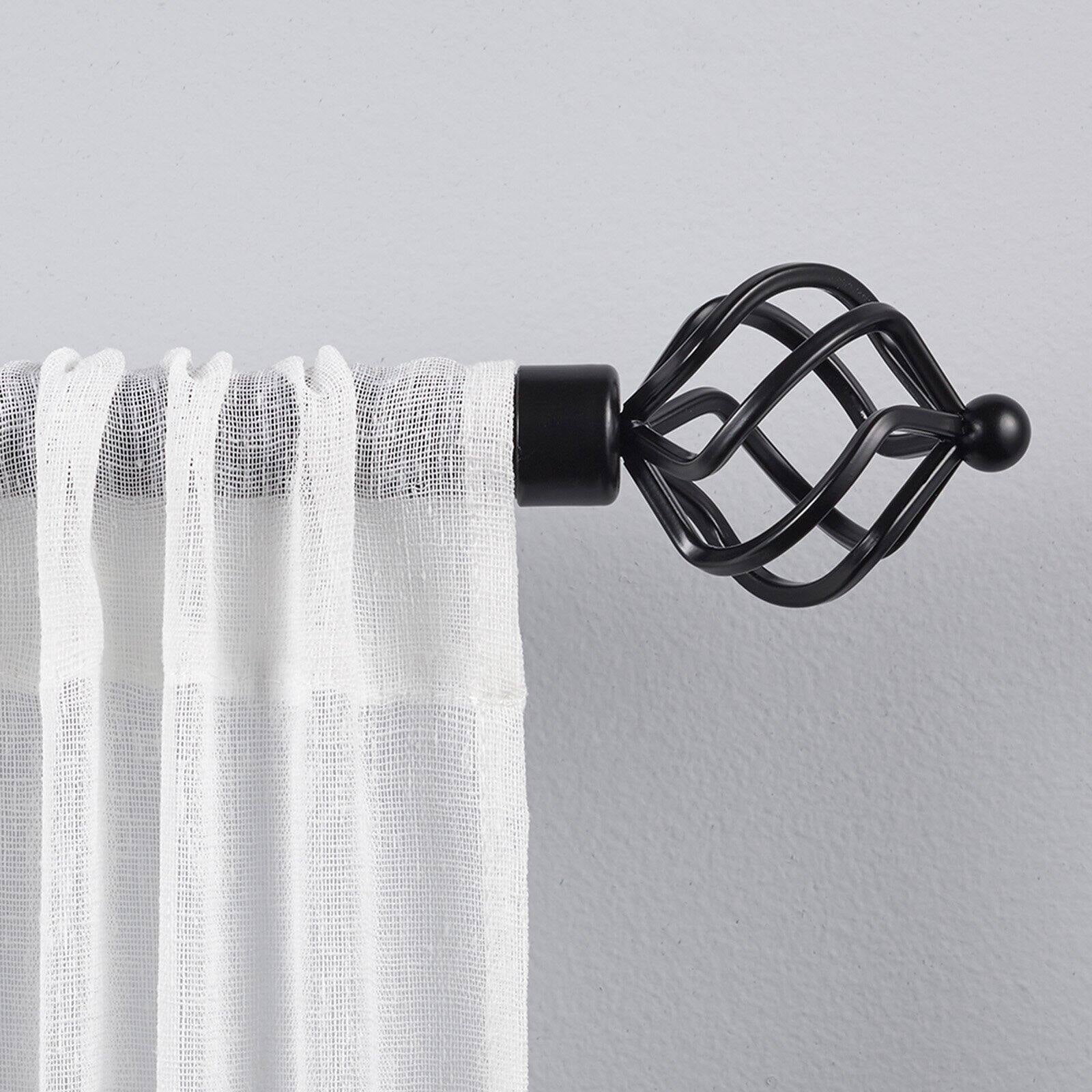 Exclusive Home Torch 1" Curtain Rod and Finial Set, Matte Black, Adjustable 36"-72"