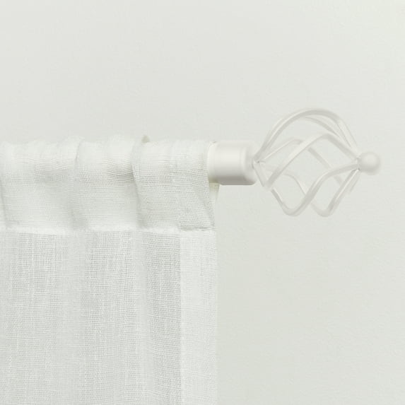 Exclusive Home Torch 1" Curtain Rod and Finial Set, Matte White, Adjustable 66"-120"