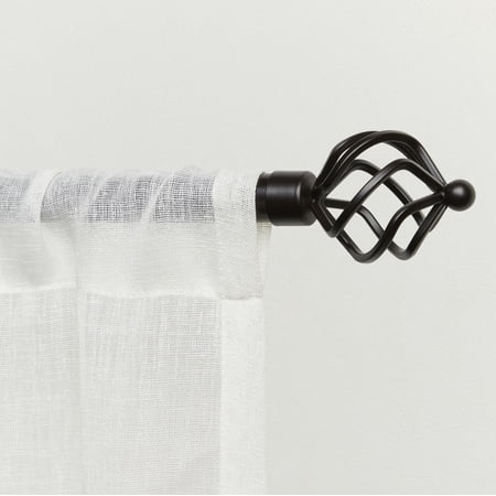 EXCLUSIVE HOME Torch 1" Curtain Rod and Coordinating Finial Set, Matte Bronze, Adjustable 66"-120"
