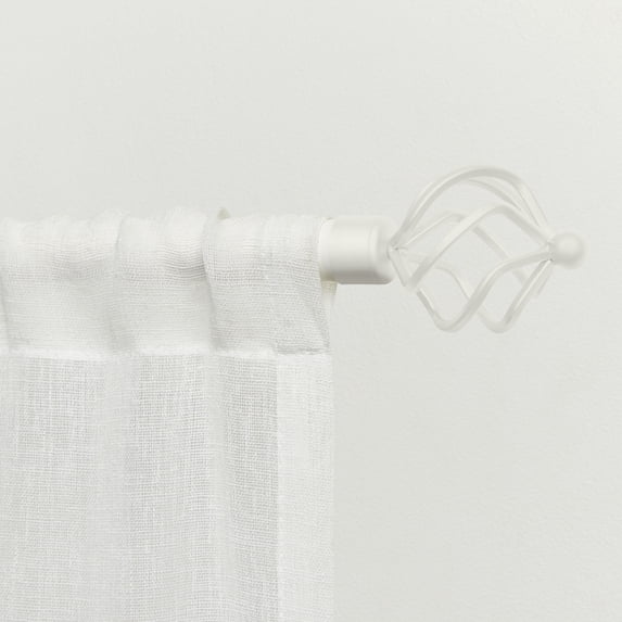 EXCLUSIVE HOME Torch 1" Curtain Rod and Coordinating Finial Set, Matte White, Adjustable 36"-72"