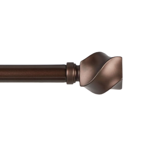 Exclusive Home Twist 1" Window Curtain Rod and Finial Set, Adjustable 36"-72", Oil Rubbed Bronze