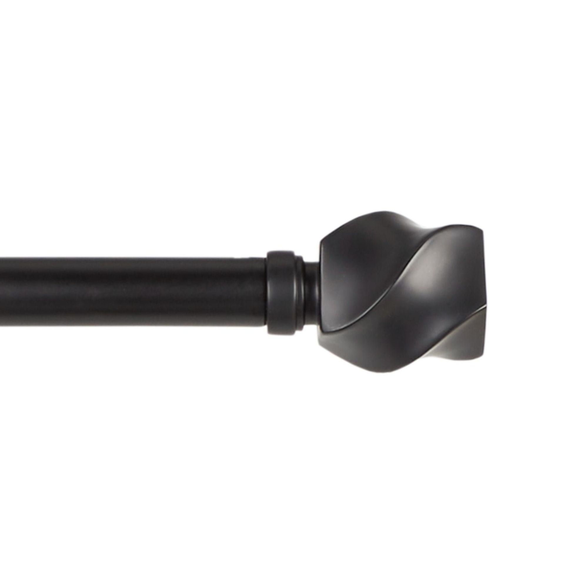 Exclusive Home Twist 1" Window Curtain Rod and Finial Set, Adjustable 66"-120", Matte Black