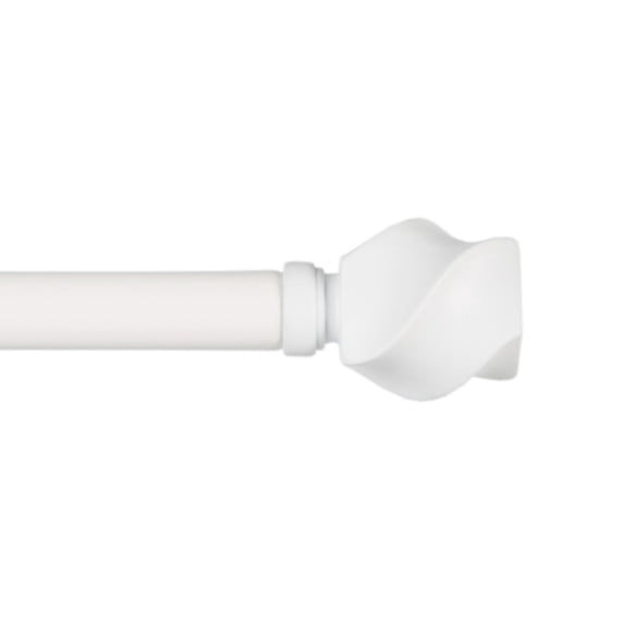 Exclusive Home Twist 1" Window Curtain Rod and Finial Set, Adjustable 66"-120", Off White