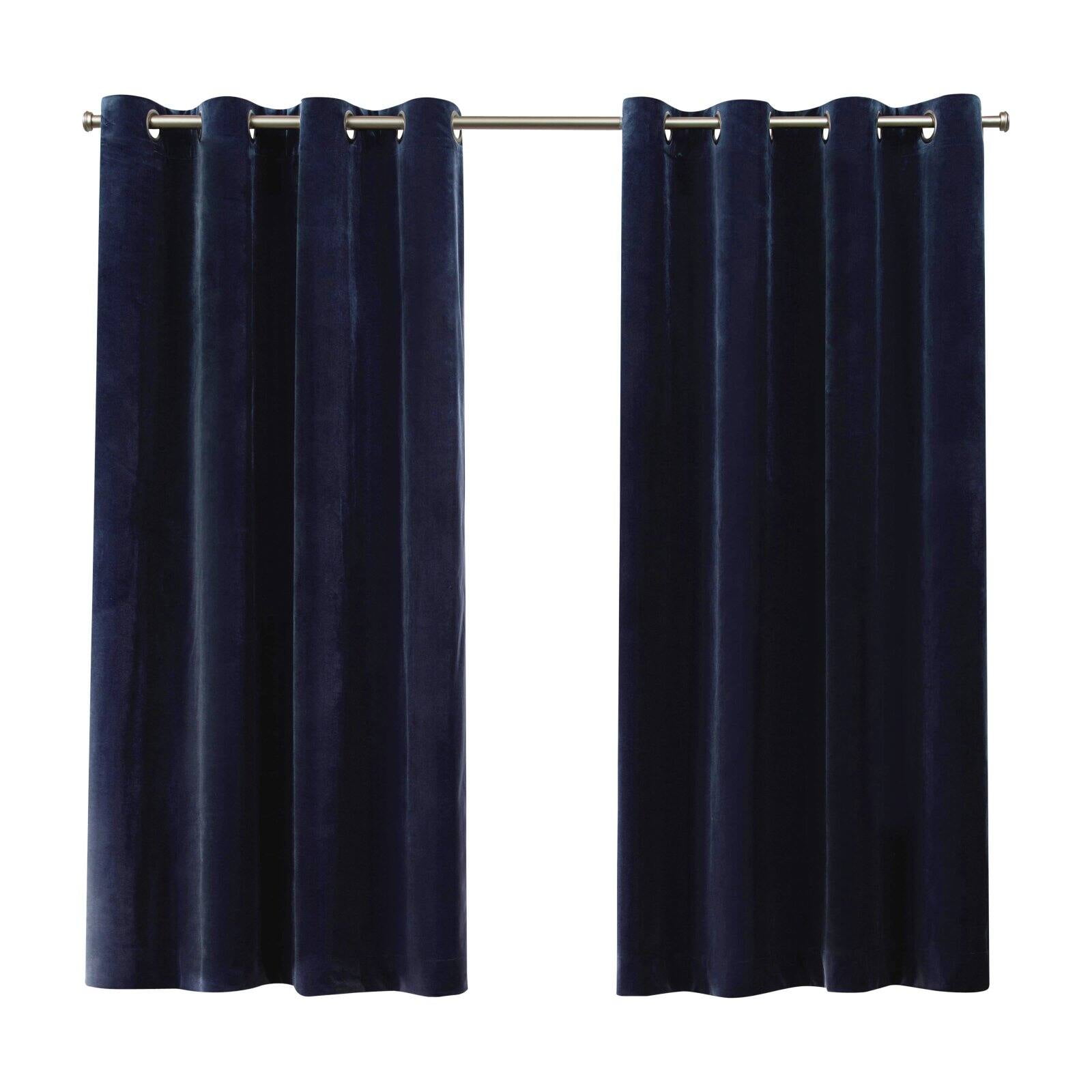 Exclusive Home Velvet Heavyweight Light Filtering Grommet Top Curtain Panel Pair, 54"x108", Navy