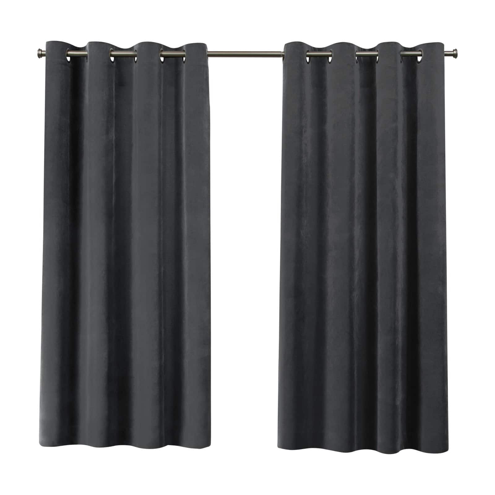 Exclusive Home Velvet Heavyweight Light Filtering Grommet Top Curtain Panel Pair, 54"x108", Soft Grey