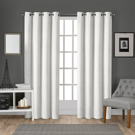 Exclusive Home Velvet Heavyweight Light Filtering Grommet Top Curtain Panel Pair, 54"x84", Winter White