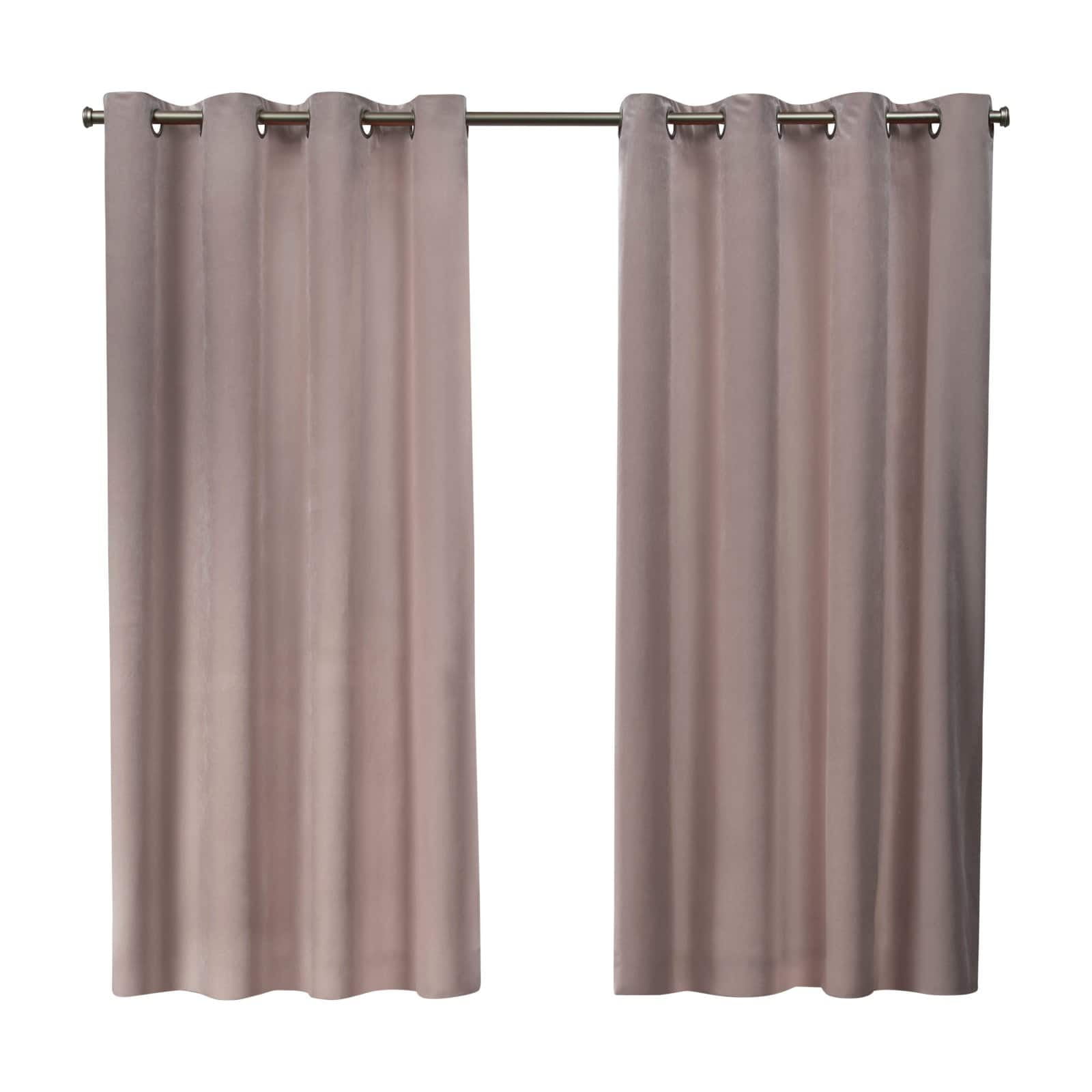 Blush Velvet Luxe 54"x96" Grommet Top Room-Darkening Curtain Panel Pair
