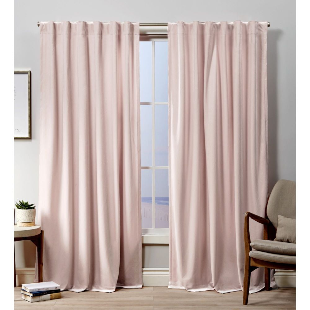 Blush Velvet Light-Filtering Pleated Curtain Panels, 52"x84"
