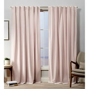 Exclusive Home Velvet Heavyweight Light Filtering Hidden Tab Top Curtain Panel Pair, 52x84, Blush