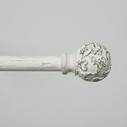 Exclusive Home Vine 1" Curtain Rod and Finial Set, Distressed White, Adjustable 36"-72"