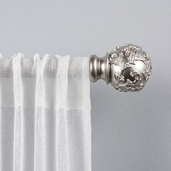 Exclusive Home Vine 1" Curtain Rod and Finial Set, Matte Silver, Adjustable 36"-72"