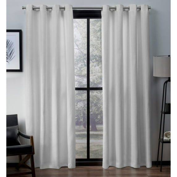 Exclusive Home Virenze Faux Silk Grommet Top Curtain Panel Pair, 54"x108", Winter White
