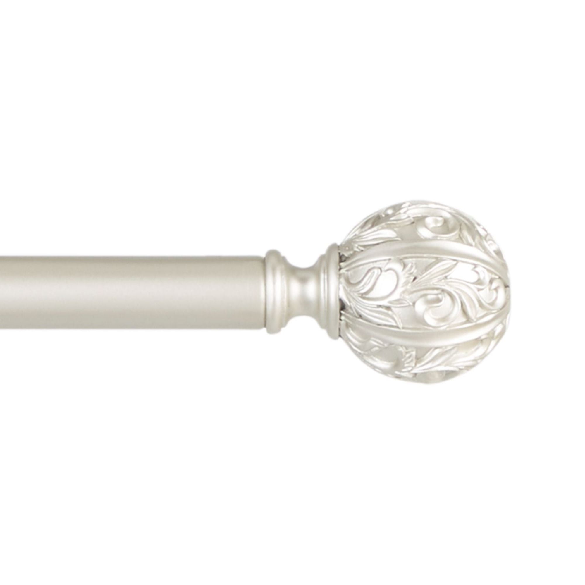 Matte Nickel Adjustable Iron Curtain Rod with Ornate Vine Finials