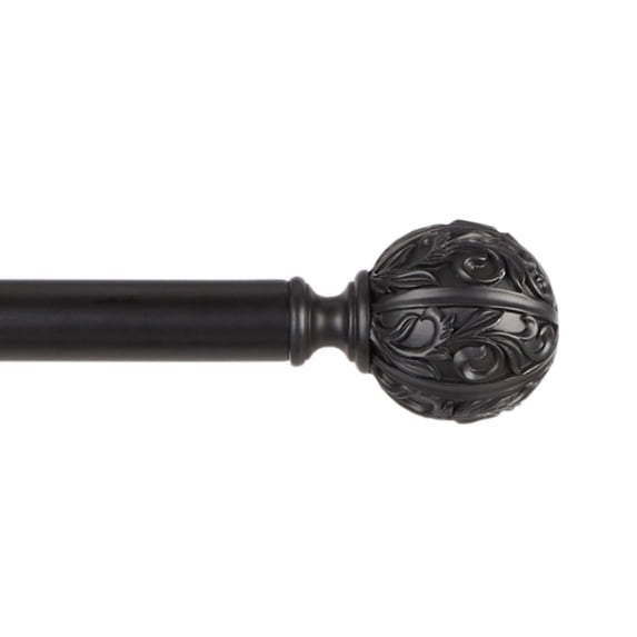 Exclusive Home Vulcan 1" Window Curtain Rod and Finial Set, Adjustable 66"-120", Matte Black