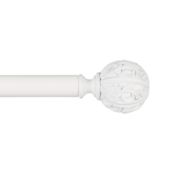 Exclusive Home Vulcan 1" Window Curtain Rod and Finial Set, Adjustable 66"-120", Off White