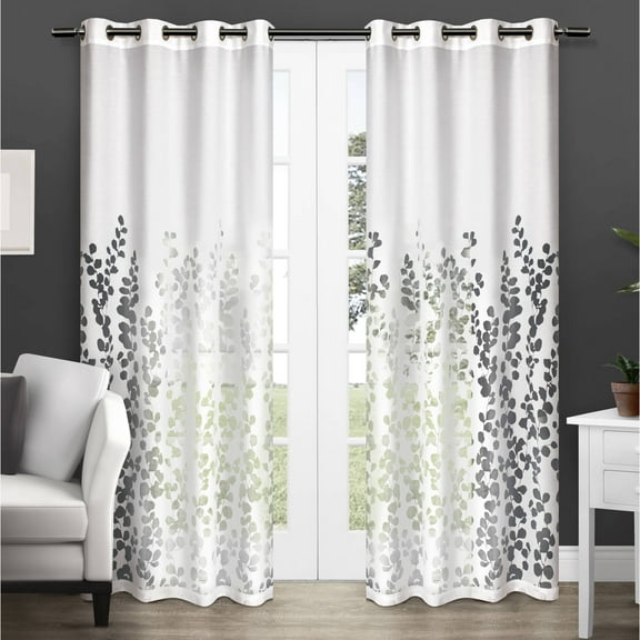 Exclusive Home Wilshire Burnout Sheer Grommet Top Curtain Panel Pair, 54"x96", Winter White