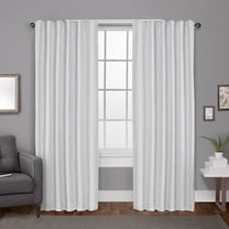 Exclusive Home Zeus Solid Textured Jacquard Blackout Hidden Tab/Rod Pocket Curtain Panel Pair, 52"x108", Winter White
