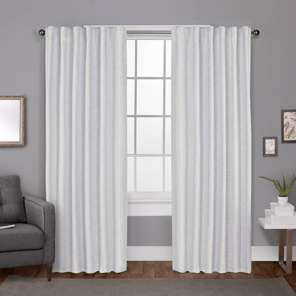 Exclusive Home Zeus Solid Textured Jacquard Blackout Hidden Tab/Rod Pocket Curtain Panel Pair, 52"x84", Winter White