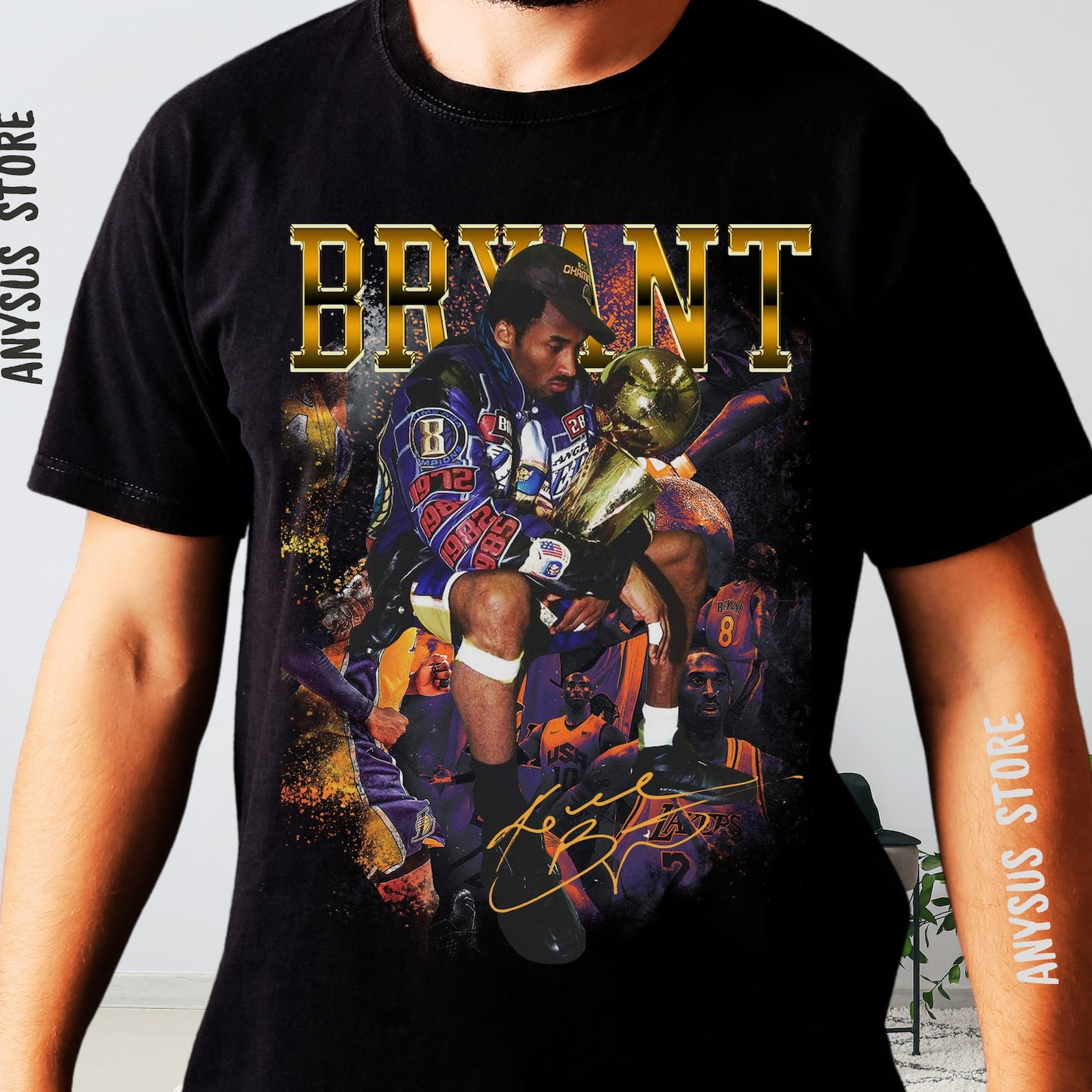 トップス 90s usa Kobe Bryant vintage tee NBA Exclusive Kobe Bryant graphic t-shirt for kids and adults