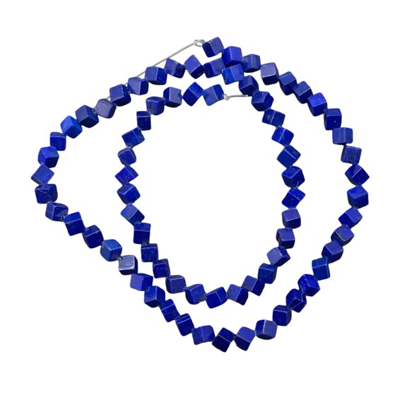 Exclusive Lapis Diagonal Drill Cube Bead Strand | 4x4x5mm | 77 Beads |
