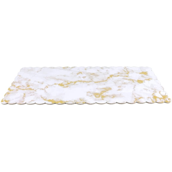 Exclusive Marble-Colored Scalloped Cake Log Board 6-1/2 Inch x 11-1/4 Inch - Pack of 25