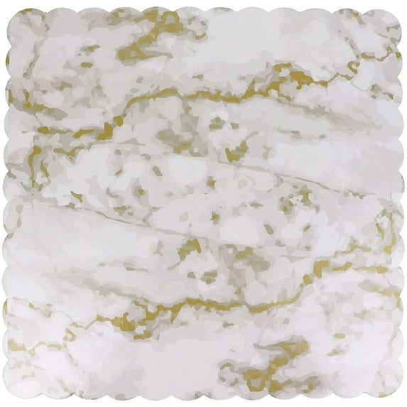 Exclusive Marble-Colored Scalloped Square Cake Board 12 Inch x 12 Inch - Pack of 25