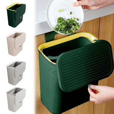 Exclusive Offers, Household Wall-Mounted Trash Can - Large Capacity Kitchen Waste Bucket with Lid,Suitable for Bathroom or Kitchen,Easy to Hang or Stick,Garbage Can, Under 25 | Plastic, Beige