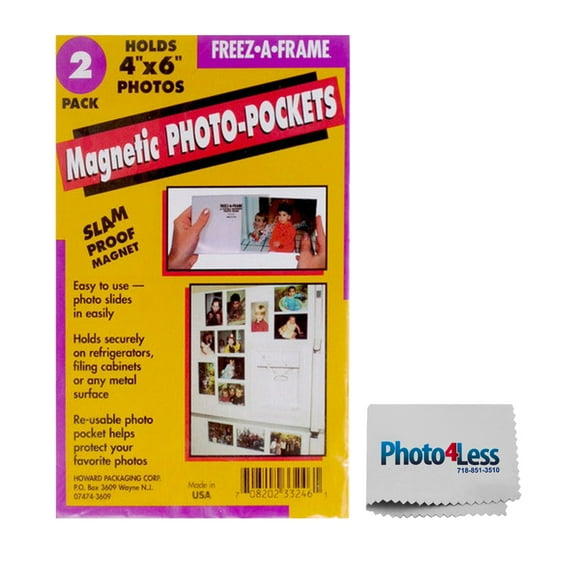 Exclusive Package! Pack of 2 Freez A Frame 4x6 Magnetic Frame Hangable + Photo4less Cleaning Cloth!