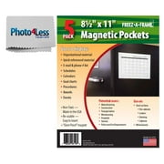 Exclusive Package! Pack of 5 Freez A Frame Clear Magnetic Pockets 8.5 x 11 + Photo4less Cleaning Cloth!