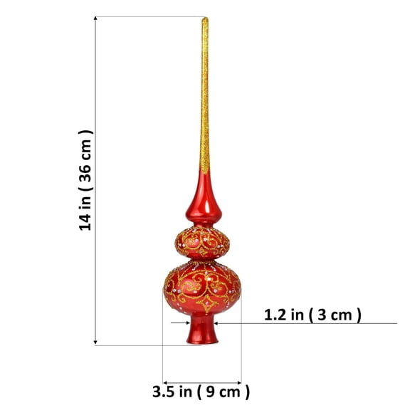"Exclusive" Red Glass Christmas Tree Topper