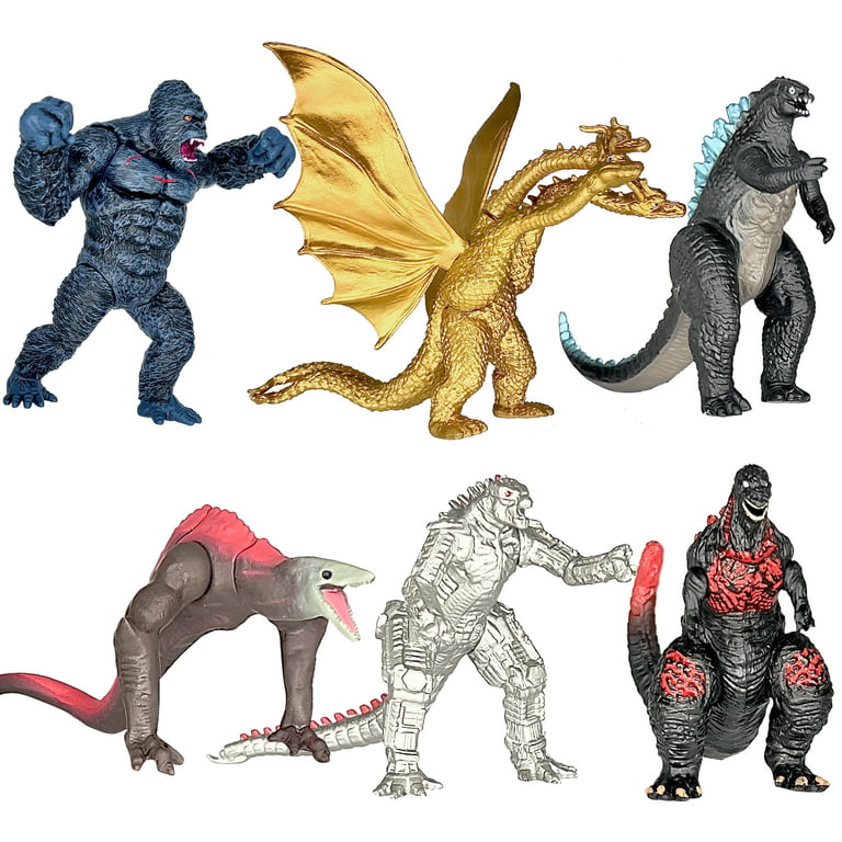 Exclusive Set of 6 Godzilla vs Kong Toys Movable Joint Action Figures, King  of The Monster Dinosaur Shin Ghidorah Skull Crawler Mecha Mechagodzilla 