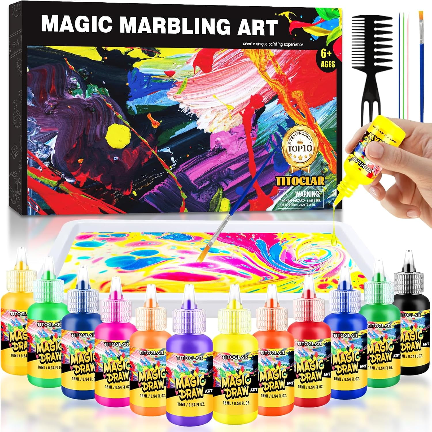 Exclusive Water Marbling Paint Kit 12 Colors 20 Art Sheets & Supplies