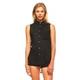 thumbnail image 1 of Exclusive Women's Sleeveless Sheer Button Down Blouse - Black - Small, 1 of 3