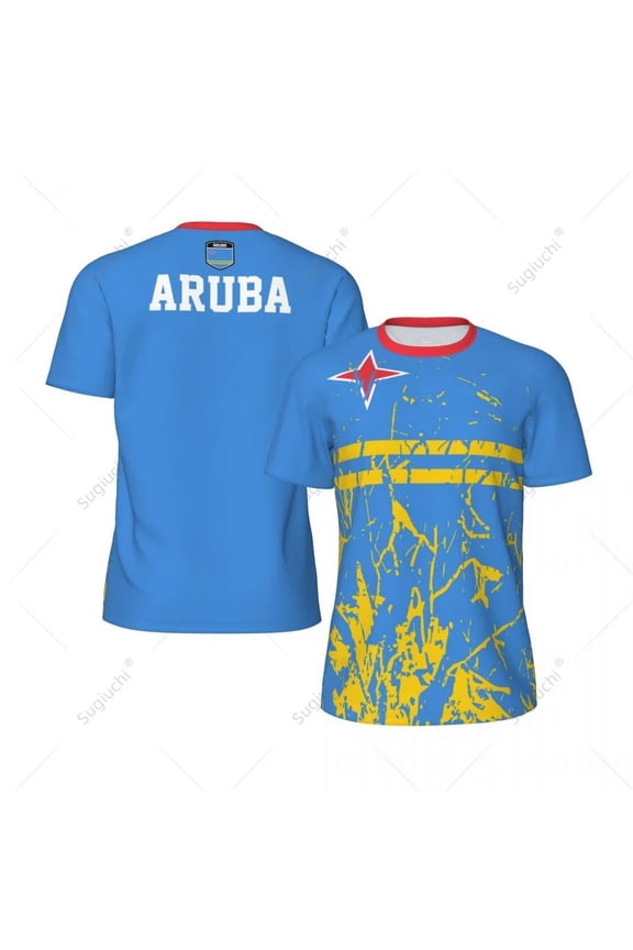 Exclusive design Aruba Flag Grain 3D Printed Men For Running Bike Soccer Tennis Fitness Sports jersey Mesh Fans Short T-shirt