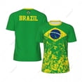 thumbnail image 1 of Exclusive design Brazil Flag Grain 3D Printed Men For Running Bike Soccer Tennis Fitness Sports tshirt Mesh Fans Short T-shirt, 1 of 13