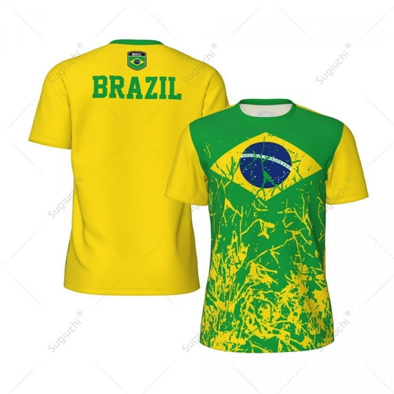 Exclusive design Brazil Flag Grain 3D Printed Men For Running Bike Soccer Tennis Fitness Sports tshirt Mesh Fans Short T-shirt