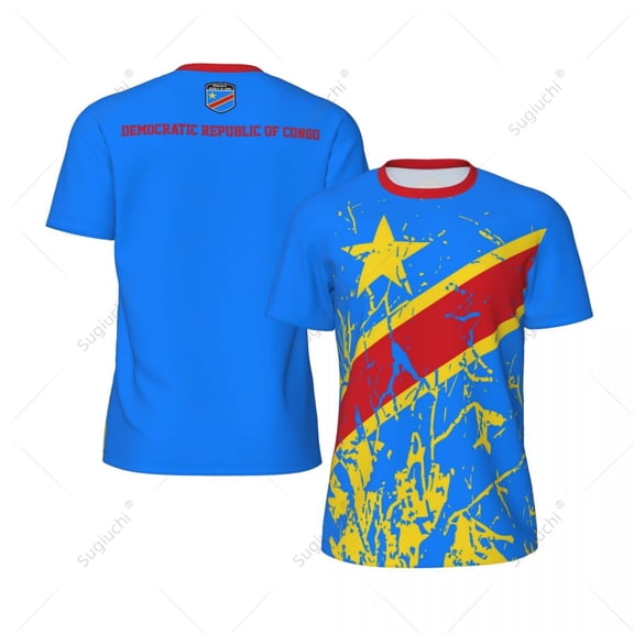 Exclusive design Democratic Republic Of Congo Flag Grain 3D Printed Men Running Bike Soccer Tennis Sports tshirt Mesh T-shirt