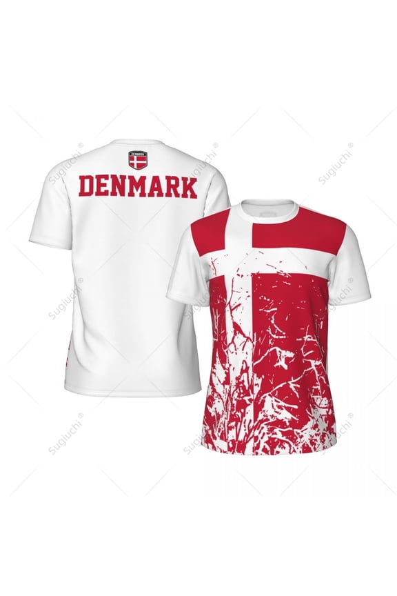 Exclusive design Denmark Flag Flag Grain 3D Printed Men For Running Bike Soccer Tennis Fitness Sports tshirt Mesh Short T-shirt