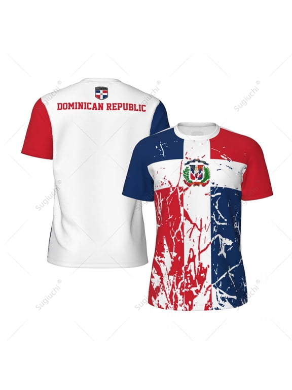 Exclusive design Dominican Republic Flag Grain 3D Printed Men For Running Bike Soccer Tennis Fitness Sports jersey Mesh T-shirt