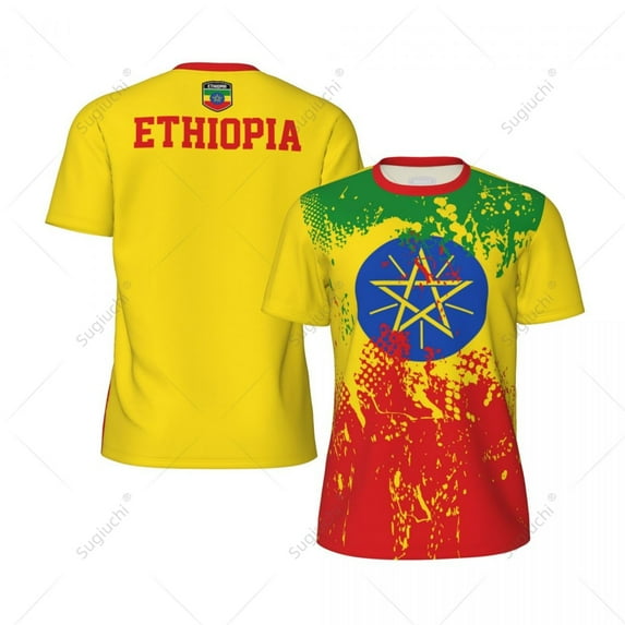 Exclusive design Ethiopia Flag Grain 3D Printed Men For Running Bike Soccer Tennis Fitness Sports jersey Mesh Fans Short T-shirt