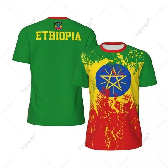 Exclusive design Ethiopia Flag Grain 3D Printed Men For Running Bike Soccer Tennis Fitness Sports jersey Mesh Fans Short T-shirt