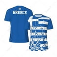 thumbnail image 1 of Exclusive design Greece Flag Grain 3D Printed Men For Running Bike Soccer Tennis Fitness Sports tshirt Mesh Fans Short T-shirt, 1 of 11
