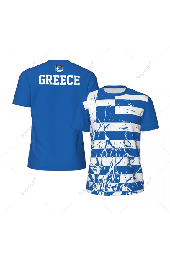 Exclusive design Greece Flag Grain 3D Printed Men For Running Bike Soccer Tennis Fitness Sports tshirt Mesh Fans Short T-shirt