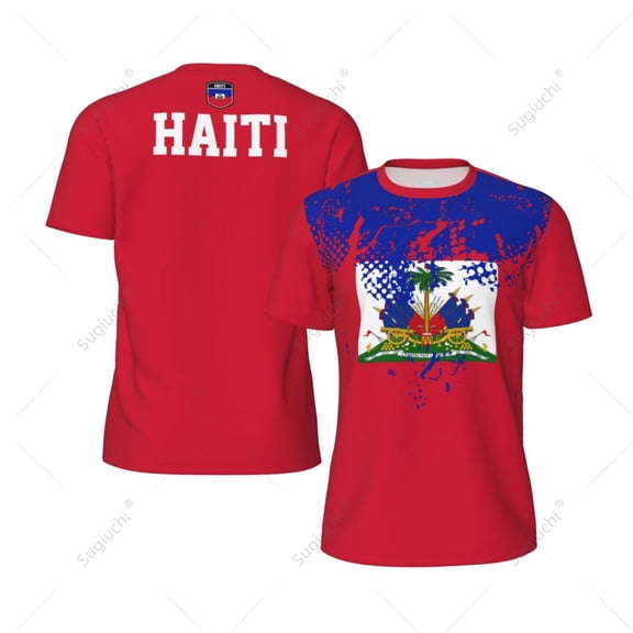 Exclusive design Haiti Flag Grain 3D Printed Men For Running Bike Soccer Tennis Fitness Sports tshirt Mesh Fans Short T-shirt