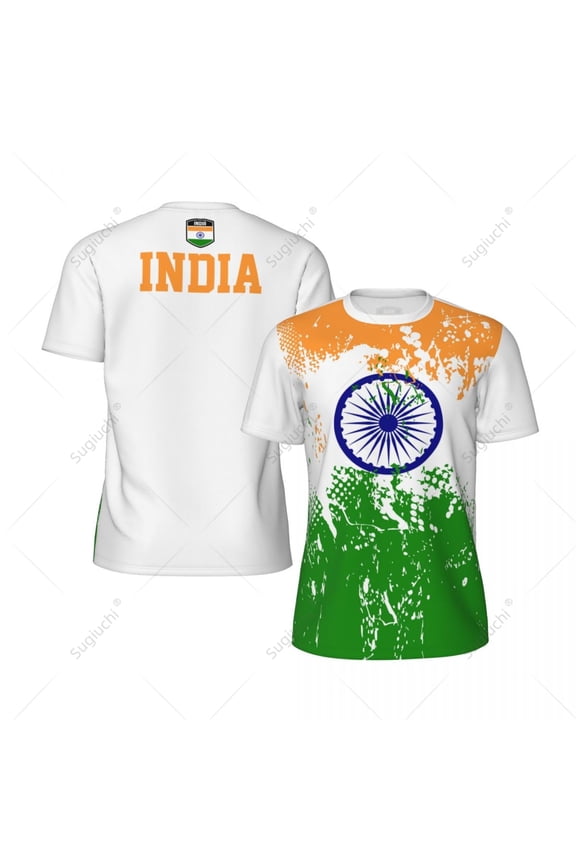 Exclusive design India Flag Grain 3D Printed Men For Running Bike Soccer Tennis Fitness Sports tshirt Mesh Fans Short T-shirt