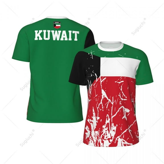 Exclusive design Kuwait Flag Grain 3D Printed Men For Running Bike Soccer Tennis Fitness Sports tshirt Mesh Fans Short T-shirt