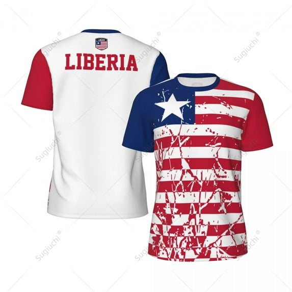Exclusive design Liberia Flag Grain 3D Printed Men For Running Bike Soccer Tennis Fitness Sports tshirt Mesh Fans Short T-shirt