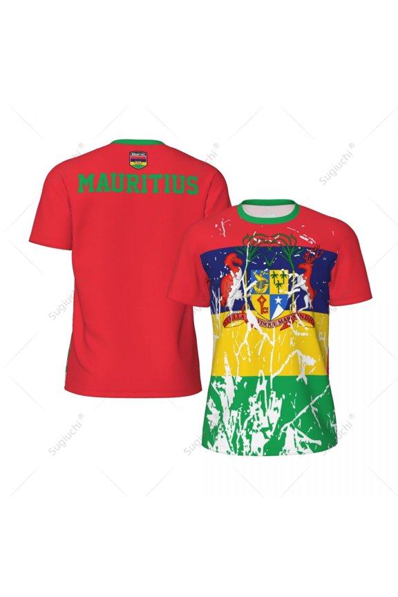 Exclusive design Mauritius Flag Grain 3D Printed Men For Running Bike Soccer Tennis Fitness Sports tshirt Mesh Short T-shirt