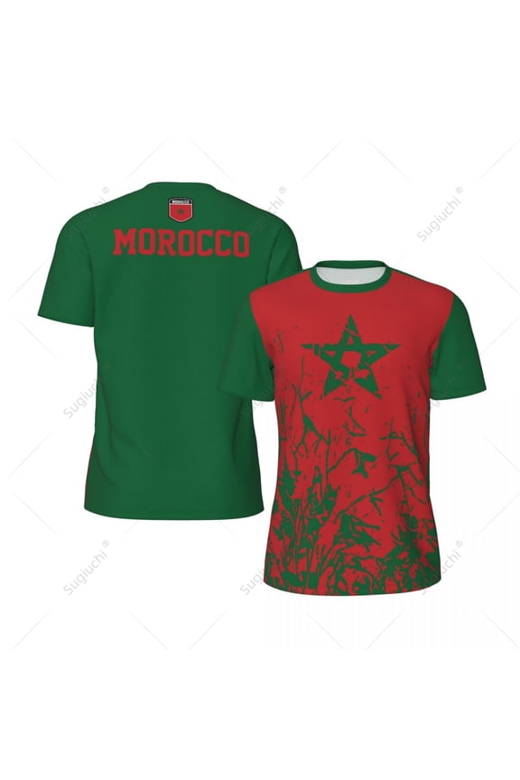 Exclusive design Morocco Flag Grain 3D Printed Men For Running Bike Soccer Tennis Fitness Sports tshirt Mesh Fans Short T-shirt